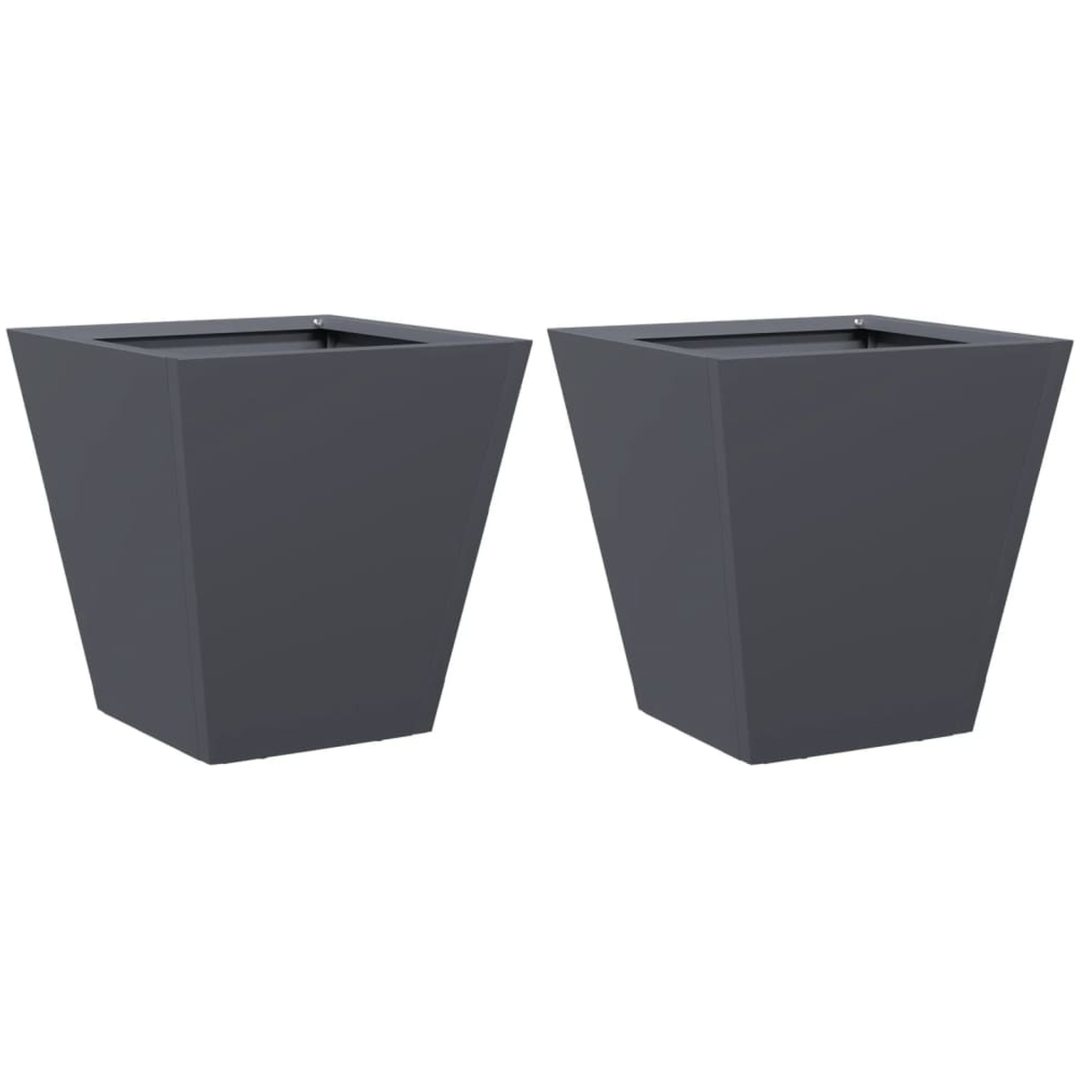 Trädgårdskrukor 2 st antracit stål vidaXL 30 x 30 x 30 cm – bild 2