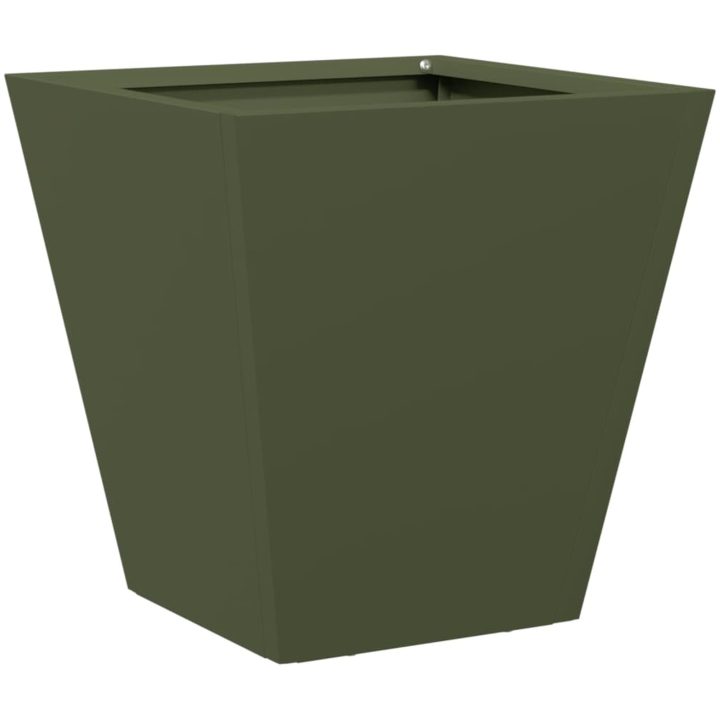 Trädgårdskrukor 2 st olivgrön stål vidaXL 30 x 30 x 30 cm – bild 5