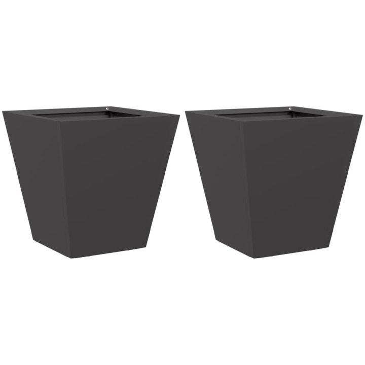 Trädgårdskrukor 2 st svart stål vidaXL 30 x 30 x 30 cm – bild 2