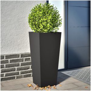 Trädgårdskrukor 2 st svart stål vidaXL
