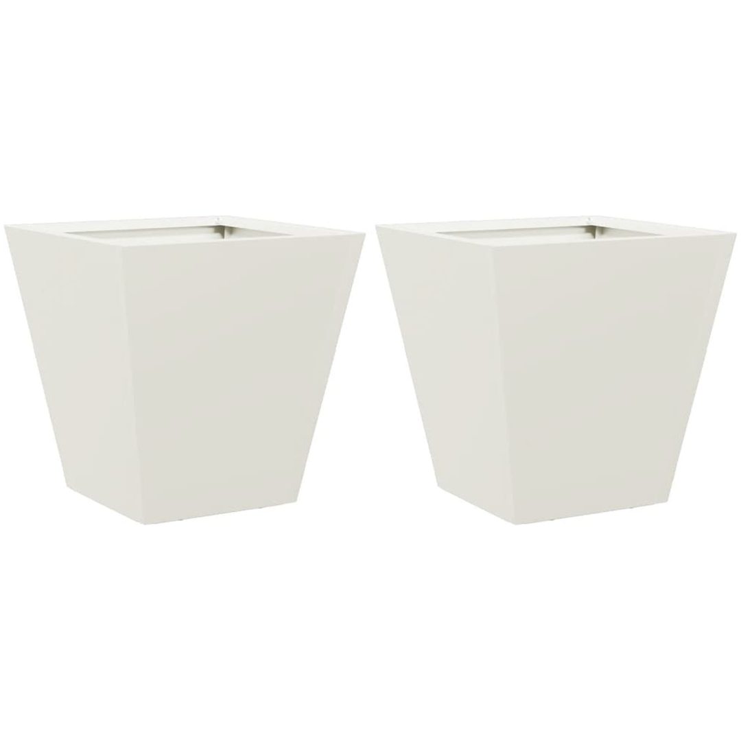 Trädgårdskrukor 2 st vit stål vidaXL 30 x 30 x 30 cm – bild 2