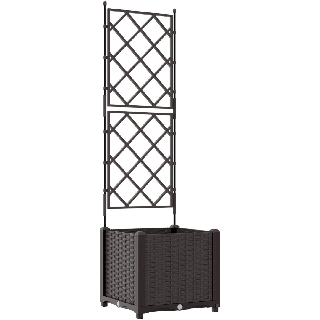 Trädgårdskrukor med Spaljé Brun vidaXL 40 x 40 x 143 cm – bild 2