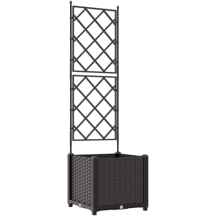 Trädgårdskrukor med Spaljé Brun vidaXL 40 x 40 x 143 cm – bild 2