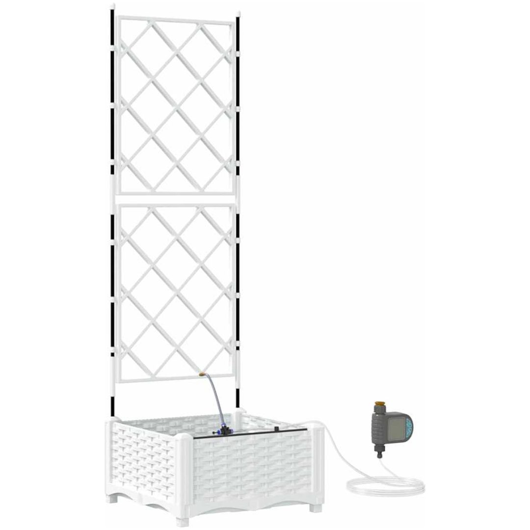 Trädgårdskrukor med Vattensystem Vit vidaXL 40 x 40 x 126 cm – bild 2