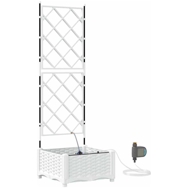 Trädgårdskrukor med Vattensystem Vit vidaXL 40 x 40 x 126 cm – bild 2