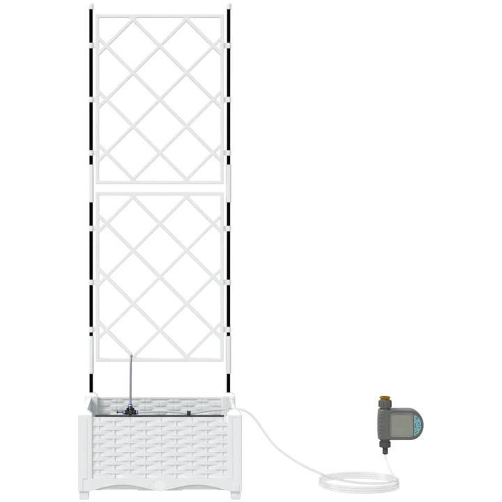 Trädgårdskrukor med Vattensystem Vit vidaXL 40 x 40 x 126 cm – bild 6