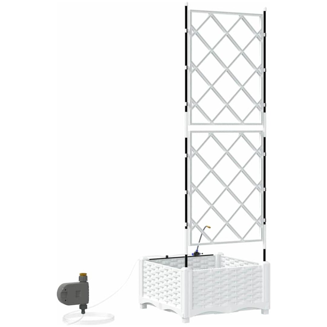Trädgårdskrukor med Vattensystem Vit vidaXL 40 x 40 x 126 cm – bild 8