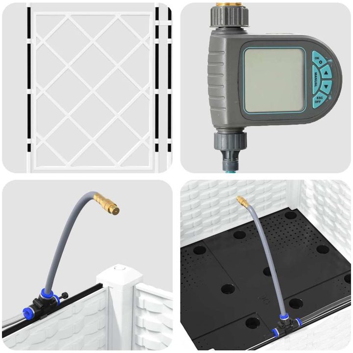 Trädgårdskrukor med Vattensystem Vit vidaXL 40 x 40 x 126 cm – bild 9