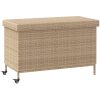 Trädgårdslåda med hjul blandad beige konstrotting vidaXL 110 x 55 x 73 cm – miniatyr 2