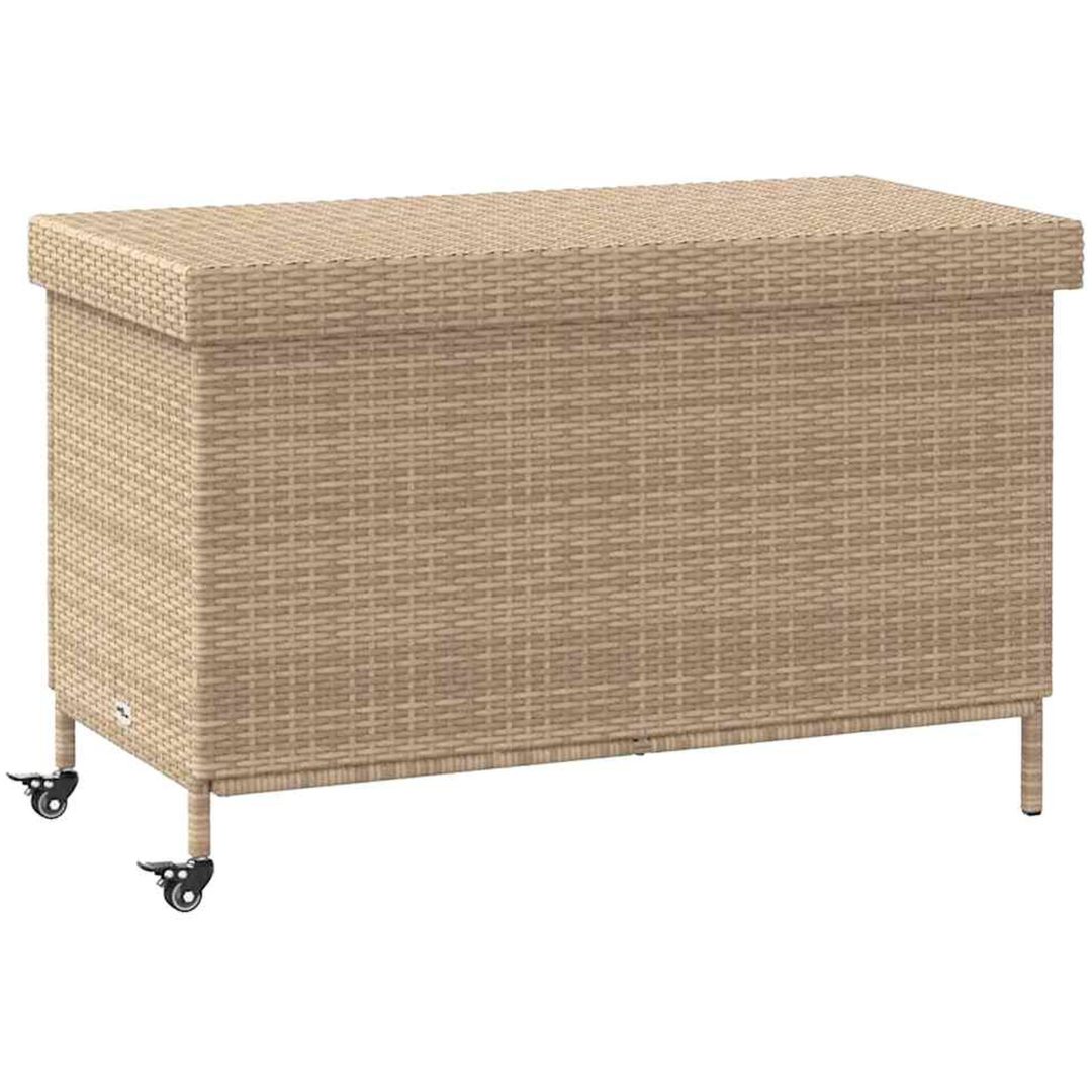 Trädgårdslåda med hjul blandad beige konstrotting vidaXL 110 x 55 x 73 cm – bild 2