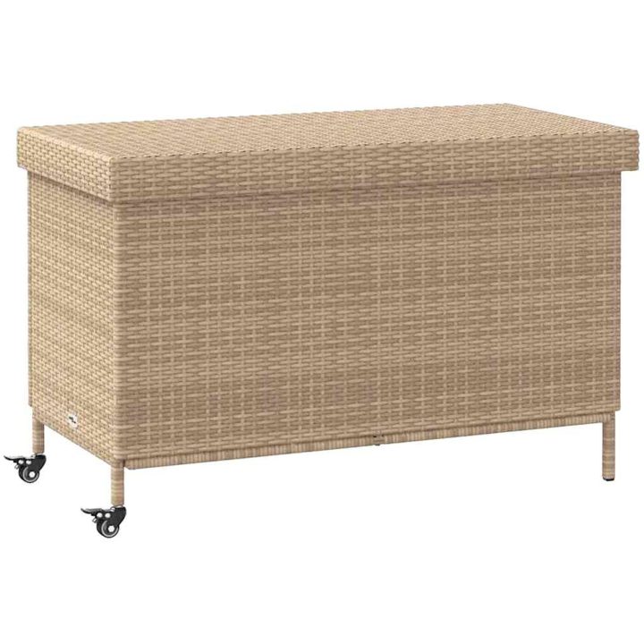 Trädgårdslåda med hjul blandad beige konstrotting vidaXL 110 x 55 x 73 cm – bild 2
