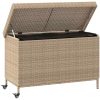 Trädgårdslåda med hjul blandad beige konstrotting vidaXL 110 x 55 x 73 cm – miniatyr 3