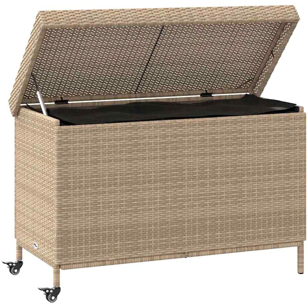 Trädgårdslåda med hjul blandad beige konstrotting vidaXL 110 x 55 x 73 cm – bild 3