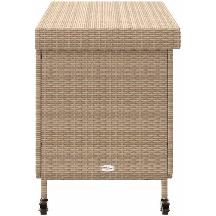 Trädgårdslåda med hjul blandad beige konstrotting vidaXL 110 x 55 x 73 cm – bild 5