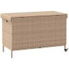 Trädgårdslåda med hjul blandad beige konstrotting vidaXL 110 x 55 x 73 cm – miniatyr 6