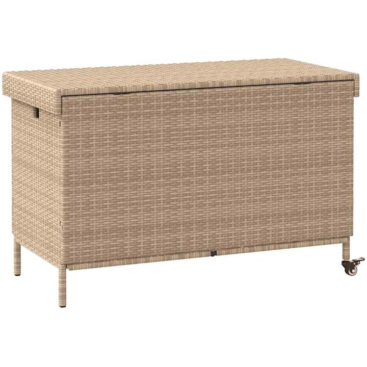 Trädgårdslåda med hjul blandad beige konstrotting vidaXL 110 x 55 x 73 cm – bild 6