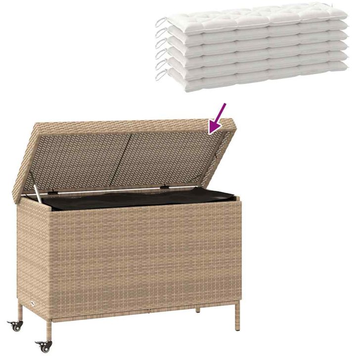 Trädgårdslåda med hjul blandad beige konstrotting vidaXL 110 x 55 x 73 cm – bild 7