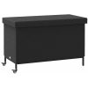 Trädgårdslåda med hjul svart konstrotting vidaXL 110 x 55 x 73 cm – miniatyr 2