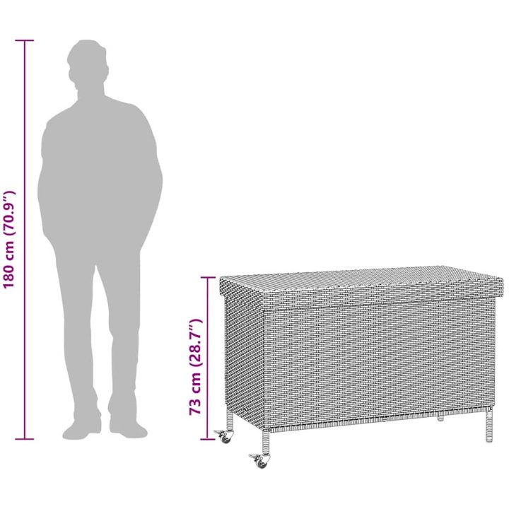 Trädgårdslåda med hjul svart konstrotting vidaXL 110 x 55 x 73 cm – bild 12