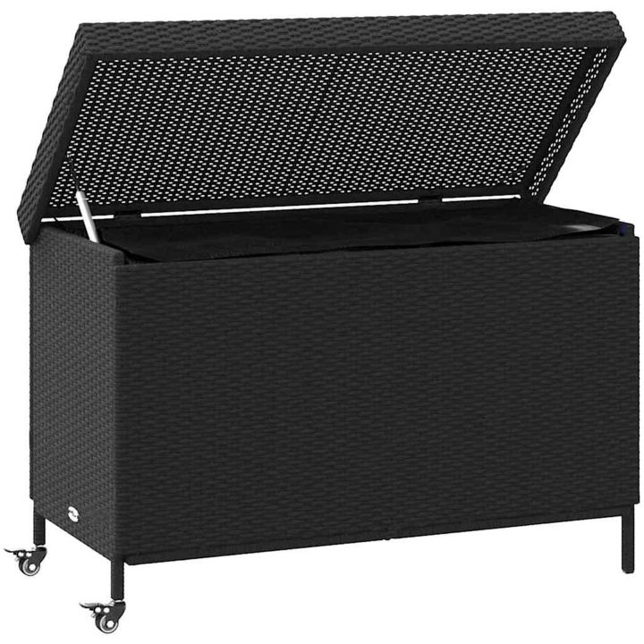 Trädgårdslåda med hjul svart konstrotting vidaXL 110 x 55 x 73 cm – bild 3