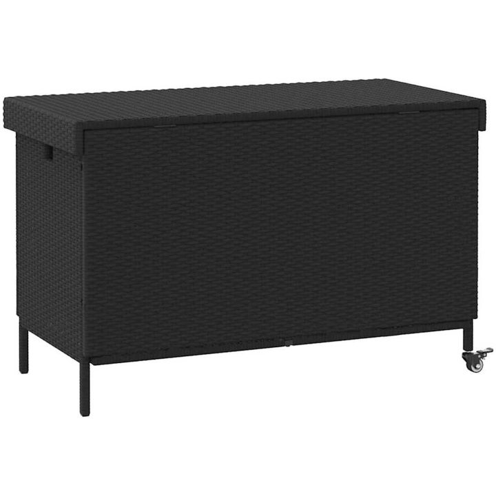 Trädgårdslåda med hjul svart konstrotting vidaXL 110 x 55 x 73 cm – bild 6