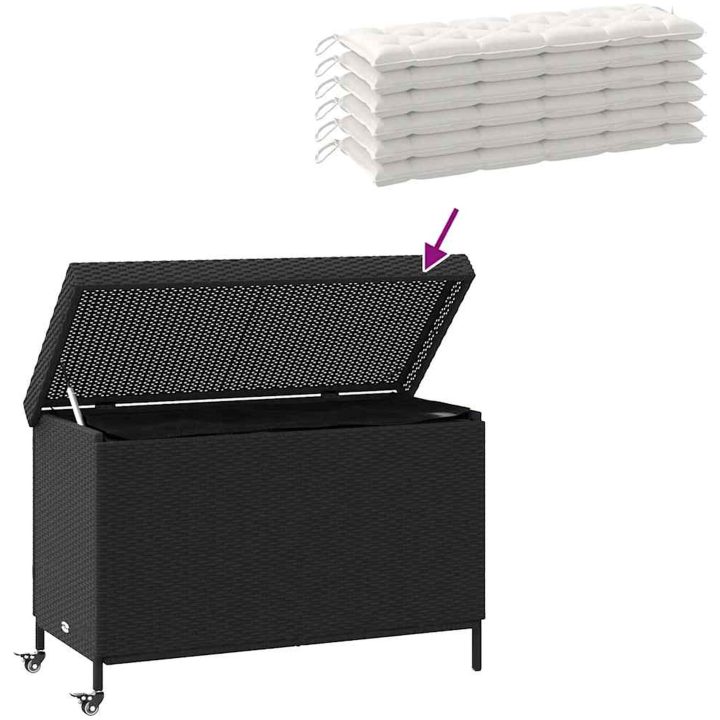 Trädgårdslåda med hjul svart konstrotting vidaXL 110 x 55 x 73 cm – bild 7