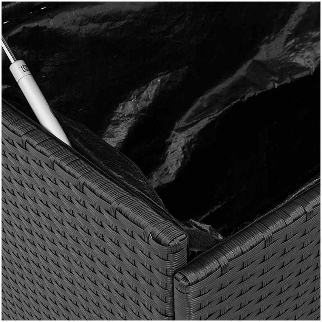 Trädgårdslåda med hjul svart konstrotting vidaXL 110 x 55 x 73 cm – bild 8