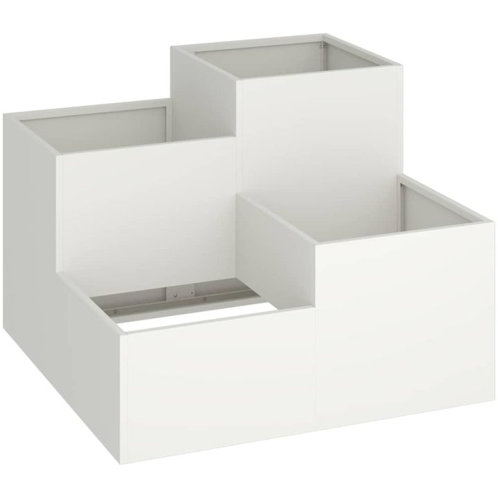 Trädgårdslåda Vit Stål vidaXL 100 x 100 x 60 cm – bild 2
