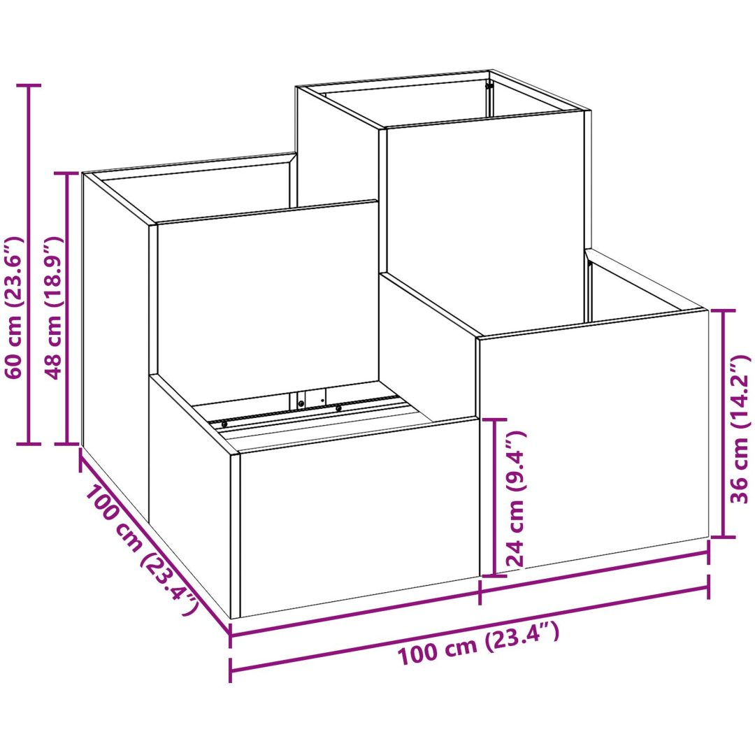 Trädgårdslåda Vit Stål vidaXL 100 x 100 x 60 cm – bild 11