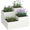 Trädgårdslåda Vit Stål vidaXL 100 x 100 x 60 cm – miniatyr 3