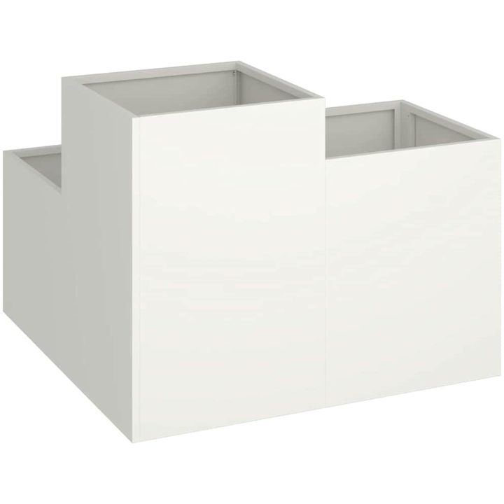 Trädgårdslåda Vit Stål vidaXL 100 x 100 x 60 cm – bild 7