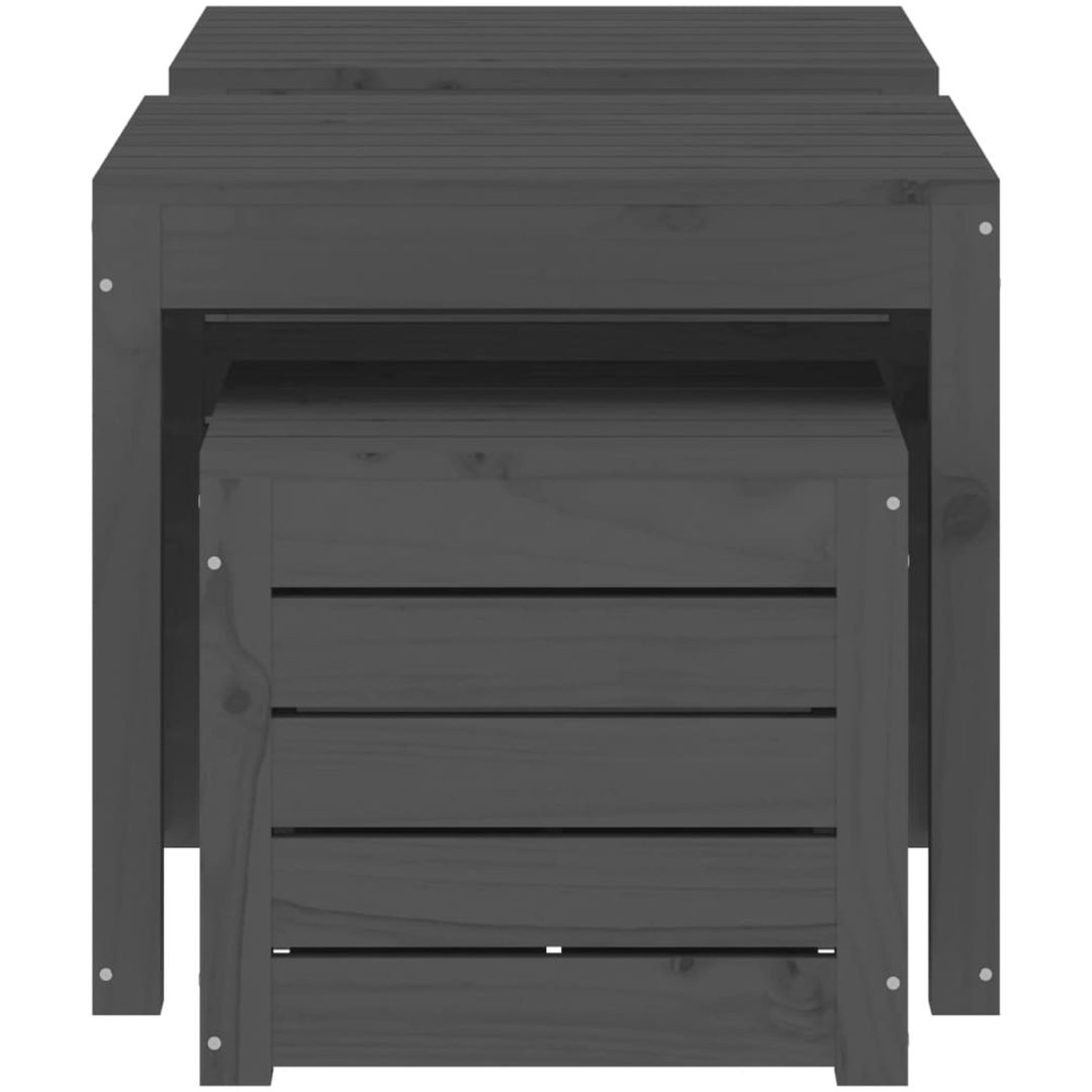 Trädgårdslådor 3 delar grå massiv furu vidaXL 50.5 x 50.5 x 46.5 cm – bild 6