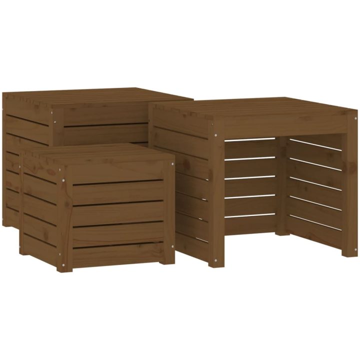 Trädgårdslådor 3 delar honungsbrun massiv furu vidaXL 50.5 x 50.5 x 46.5 cm – bild 2