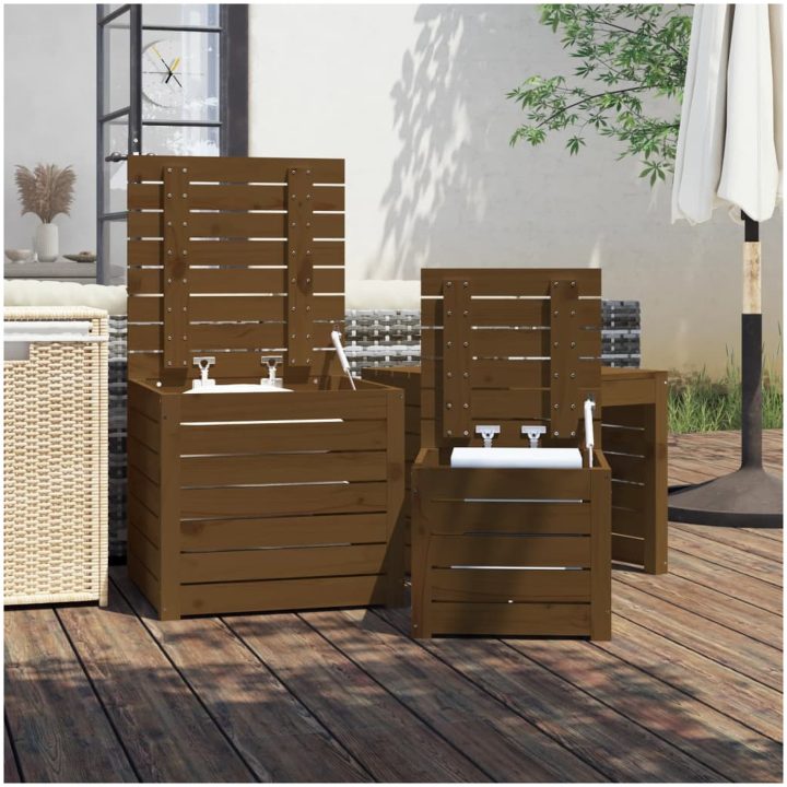 Trädgårdslådor 3 delar honungsbrun massiv furu vidaXL 50.5 x 50.5 x 46.5 cm – bild 3