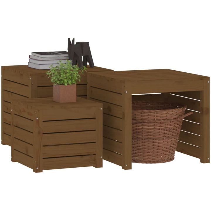 Trädgårdslådor 3 delar honungsbrun massiv furu vidaXL 50.5 x 50.5 x 46.5 cm – bild 4