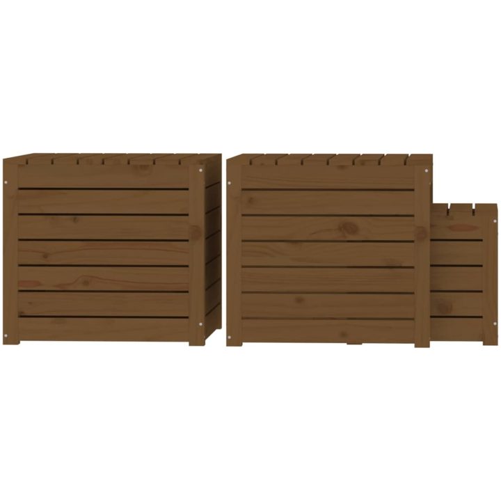 Trädgårdslådor 3 delar honungsbrun massiv furu vidaXL 50.5 x 50.5 x 46.5 cm – bild 7