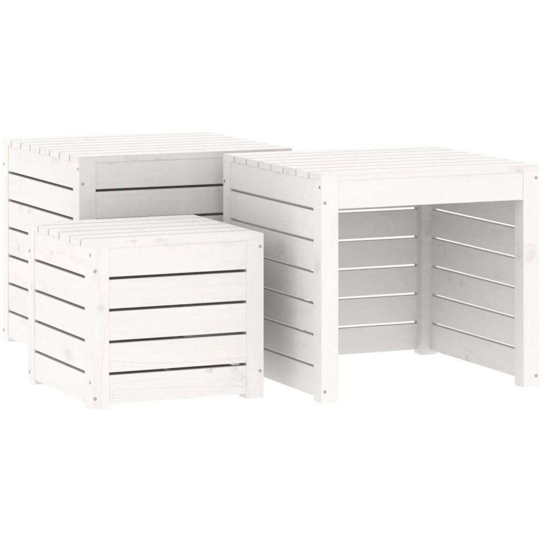 Trädgårdslådor 3 delar vit massiv furu vidaXL 50.5 x 50.5 x 46.5 cm – bild 2
