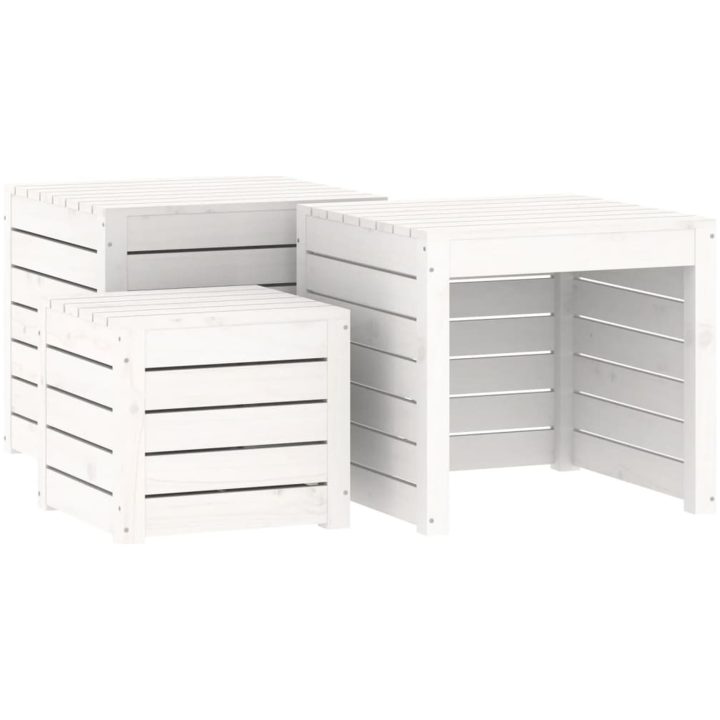 Trädgårdslådor 3 delar vit massiv furu vidaXL 50.5 x 50.5 x 46.5 cm – bild 2