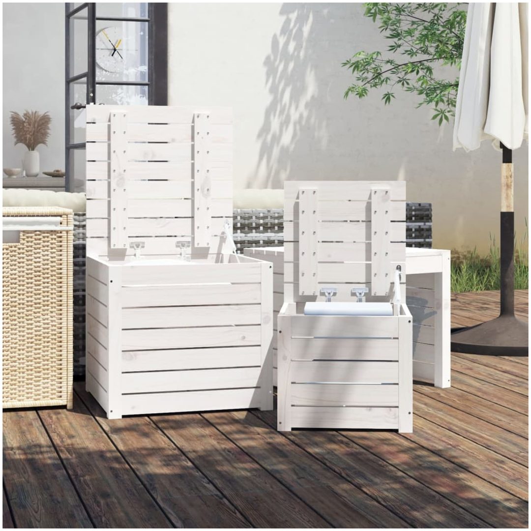 Trädgårdslådor 3 delar vit massiv furu vidaXL 50.5 x 50.5 x 46.5 cm – bild 3