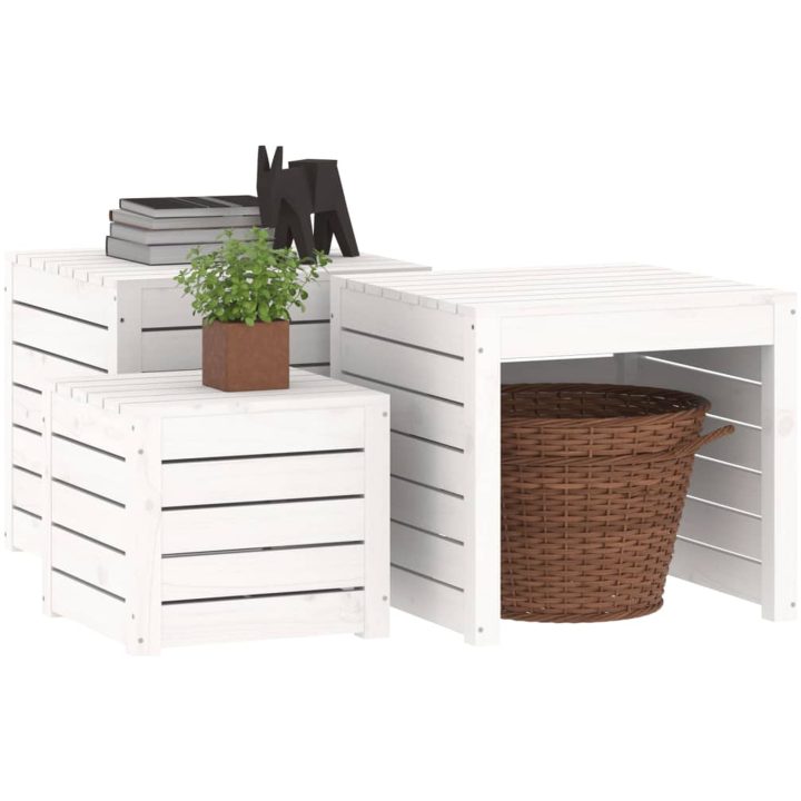 Trädgårdslådor 3 delar vit massiv furu vidaXL 50.5 x 50.5 x 46.5 cm – bild 4