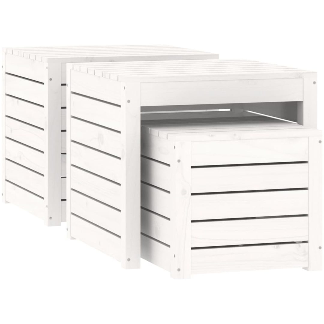 Trädgårdslådor 3 delar vit massiv furu vidaXL 50.5 x 50.5 x 46.5 cm – bild 5