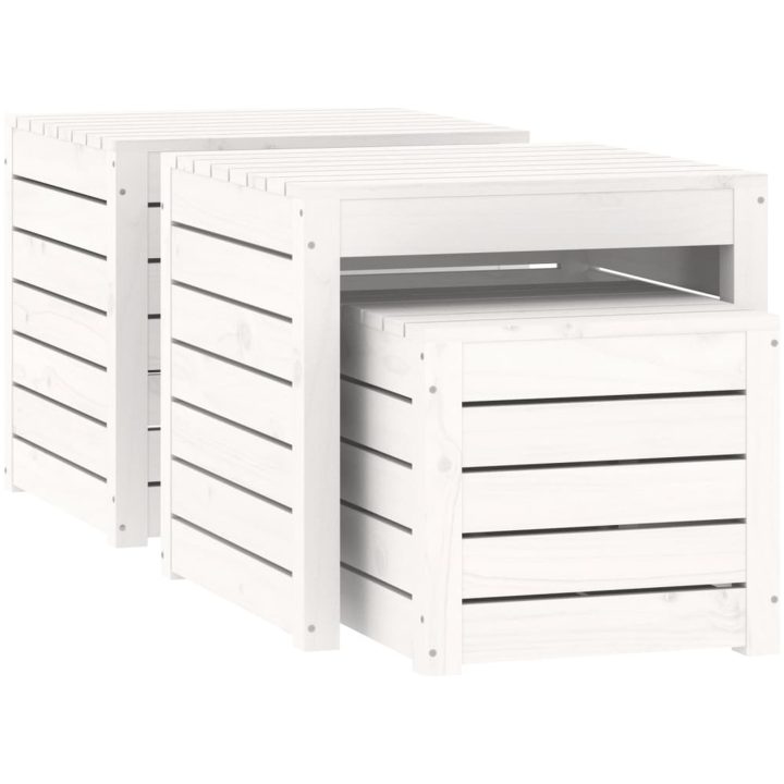 Trädgårdslådor 3 delar vit massiv furu vidaXL 50.5 x 50.5 x 46.5 cm – bild 5