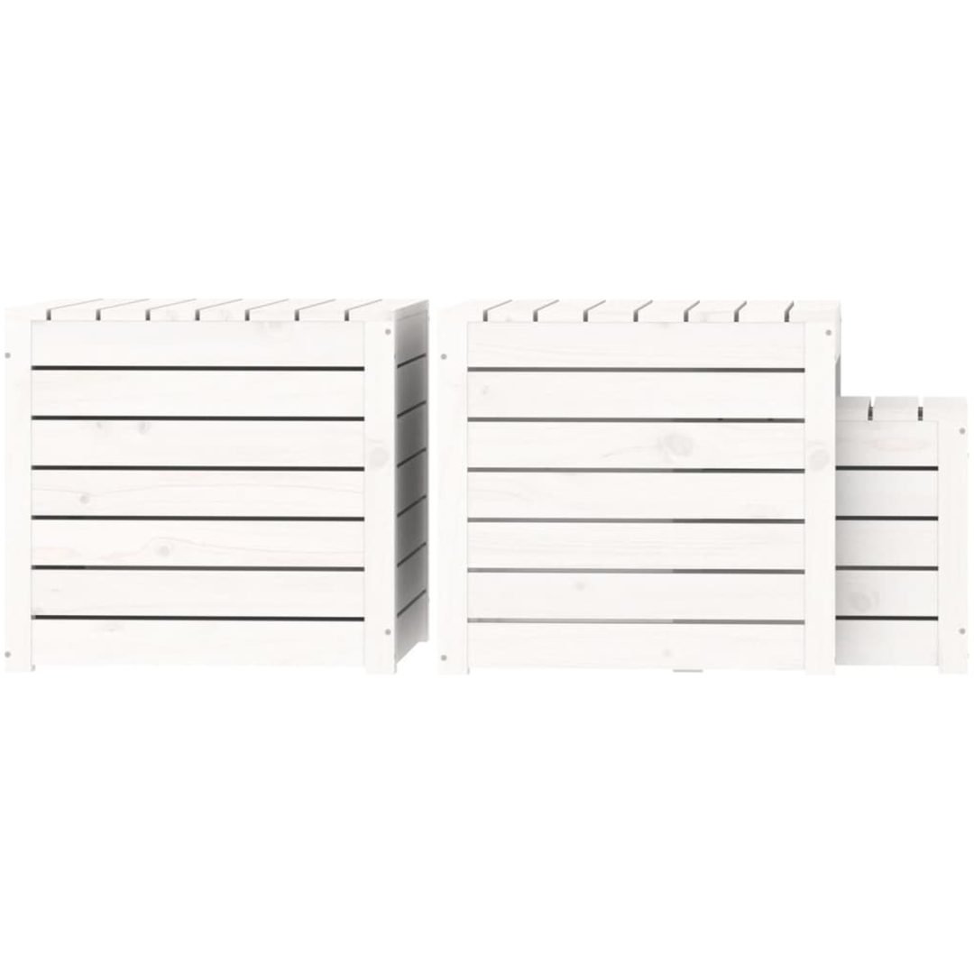 Trädgårdslådor 3 delar vit massiv furu vidaXL 50.5 x 50.5 x 46.5 cm – bild 7