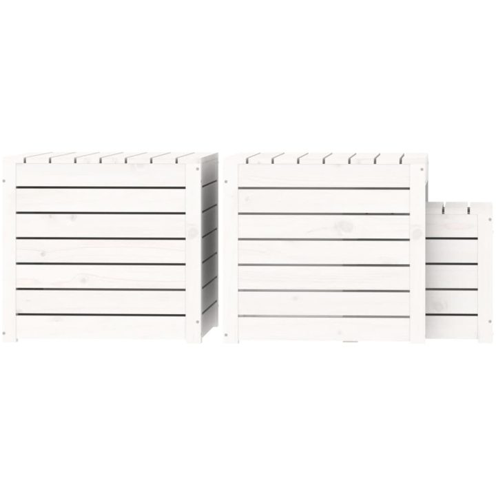 Trädgårdslådor 3 delar vit massiv furu vidaXL 50.5 x 50.5 x 46.5 cm – bild 7