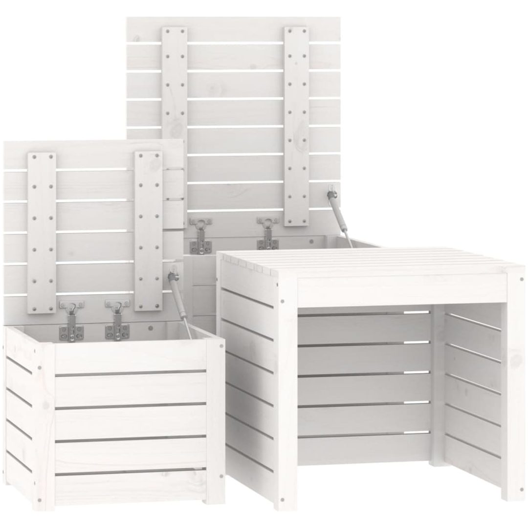 Trädgårdslådor 3 delar vit massiv furu vidaXL 50.5 x 50.5 x 46.5 cm – bild 8