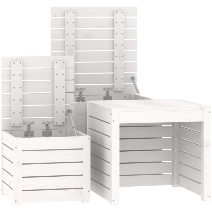 Trädgårdslådor 3 delar vit massiv furu vidaXL 50.5 x 50.5 x 46.5 cm – bild 8