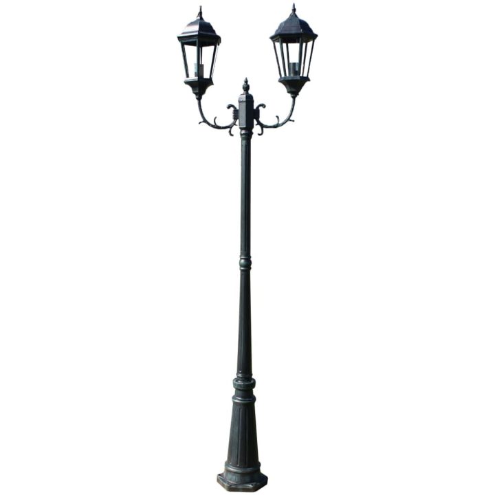 Trädgårdslampa 2 armar 230 cm mörkgrön/svart aluminium vidaXL – bild 2