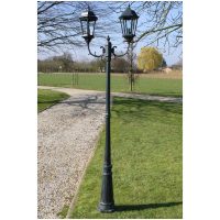 Trädgårdslampa 2 armar 230 cm mörkgrön/svart aluminium vidaXL