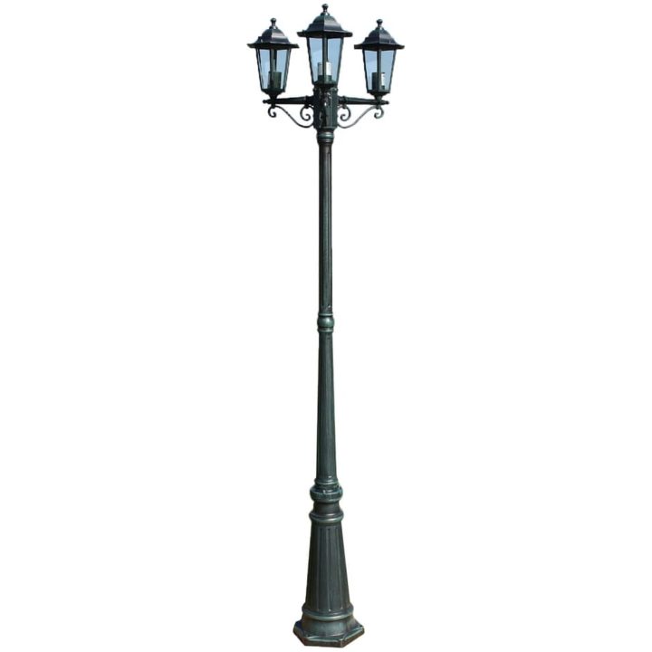 Trädgårdslampa 3 armar 215 cm mörkgrön/svart aluminium vidaXL – bild 2