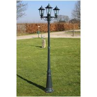 Trädgårdslampa 3 armar 215 cm mörkgrön/svart aluminium vidaXL